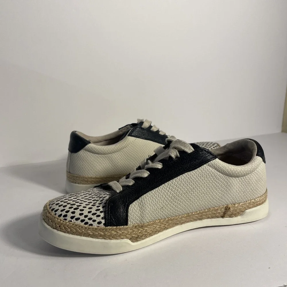 Crown‎ Vintage Adelite Espadrille Beach Sneaker Women's 7.5M Leather Black Cream